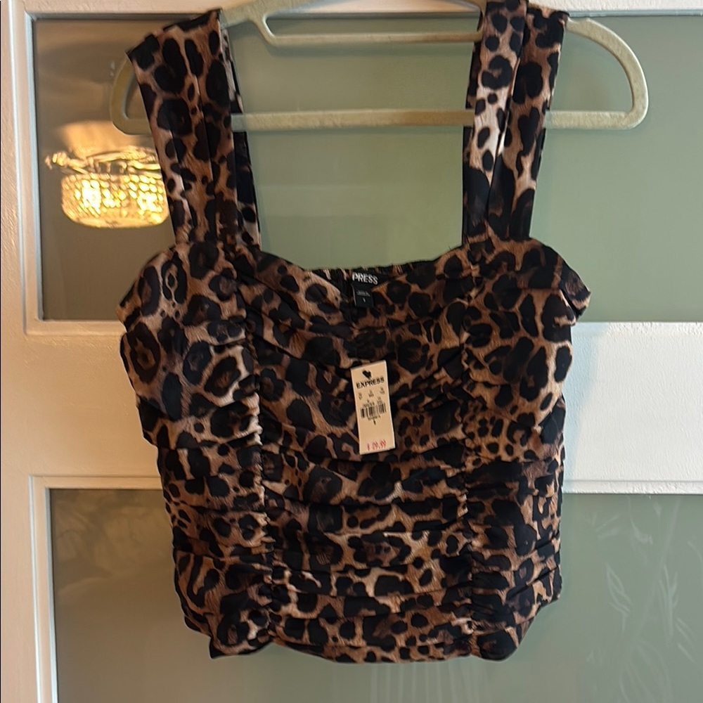 Express Black and Brown Leopard Print Tank Top